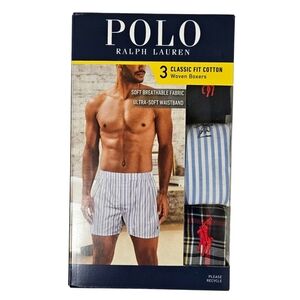 Polo Ralph Lauren Woven Boxers Men Large 3 Pairs of Underwear Classic Fit Cotton